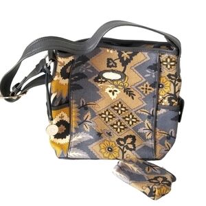 Spartina 449 Daufuskie Island Yellow/Grey Floral Linen Handbag Set